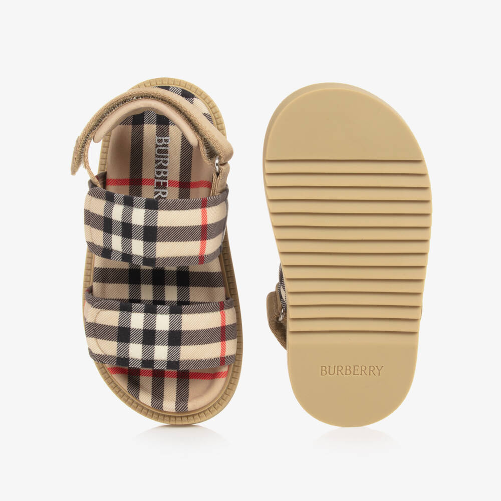 Burberry-Boys Beige Heritage Check Sandals | Childrensalon Outlet