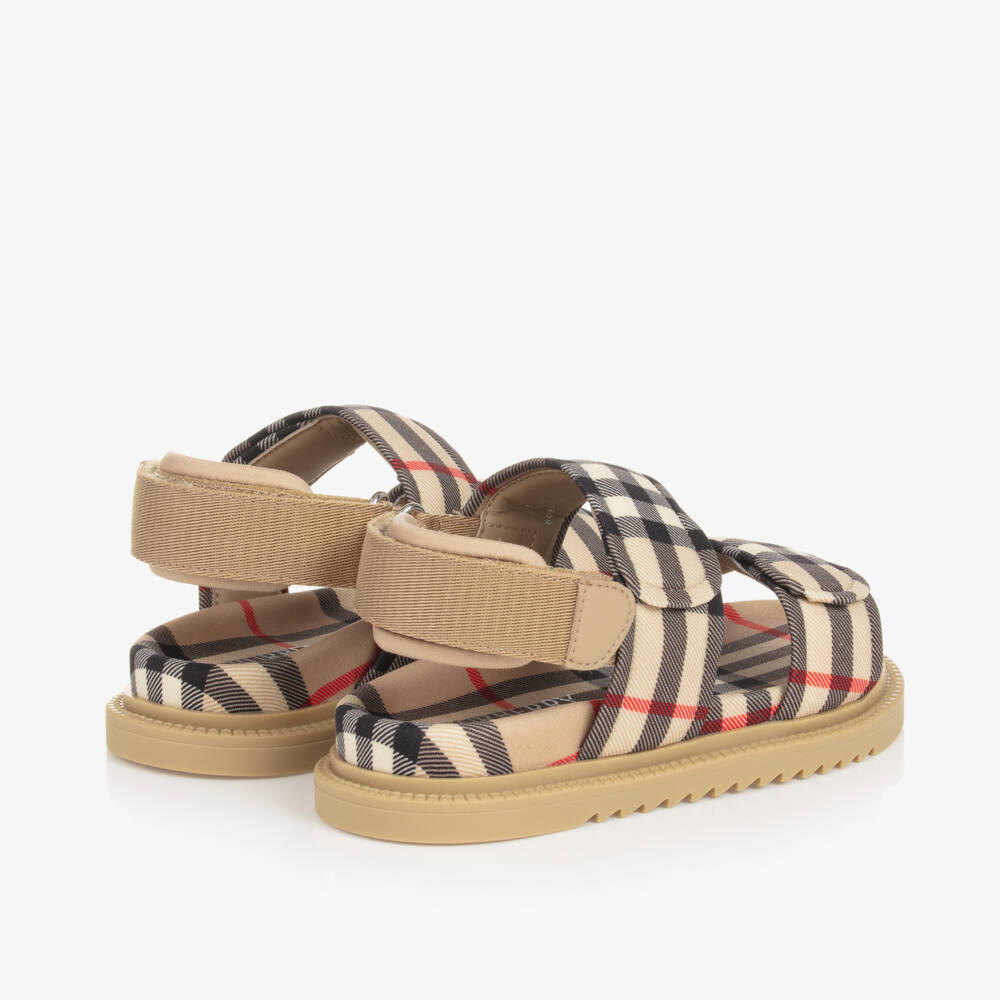 Burberry-Boys Beige Heritage Check Sandals | Childrensalon Outlet