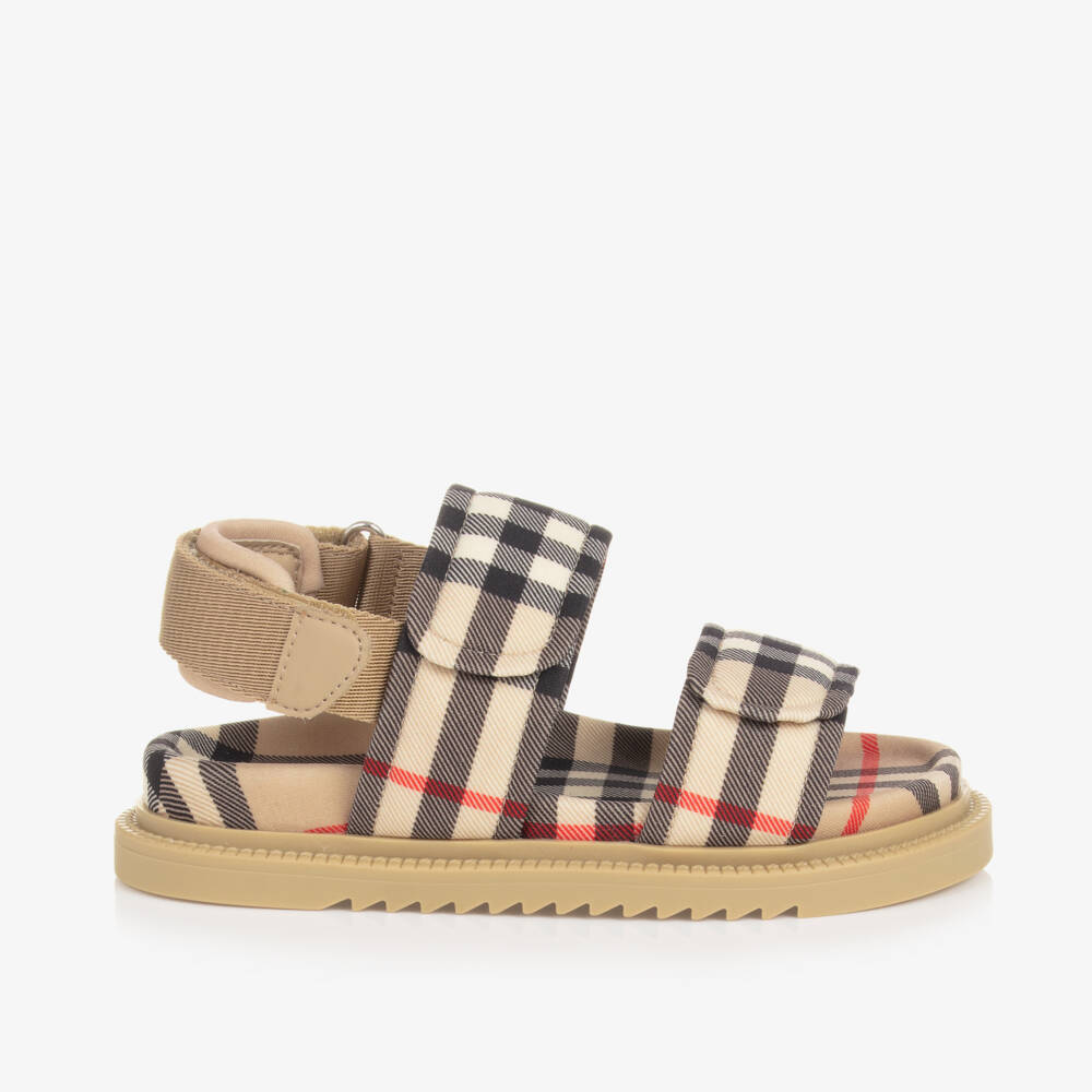 Burberry-Boys Beige Heritage Check Sandals | Childrensalon Outlet