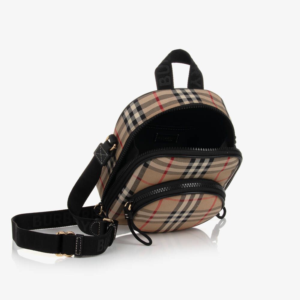 Burberry-Boys Beige Heritage Check Satchel | Childrensalon Outlet