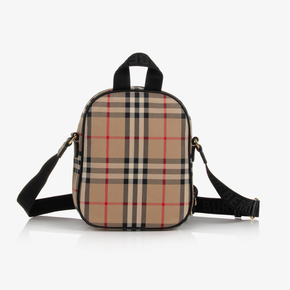 Burberry-Boys Beige Heritage Check Satchel | Childrensalon Outlet