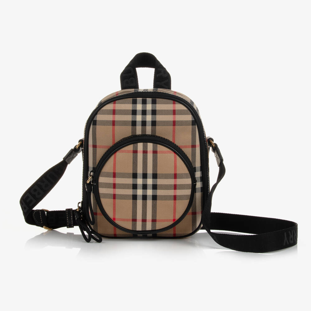 Burberry-Boys Beige Heritage Check Satchel | Childrensalon Outlet