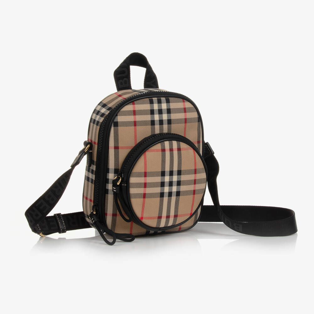 Burberry-Boys Beige Heritage Check Satchel | Childrensalon Outlet