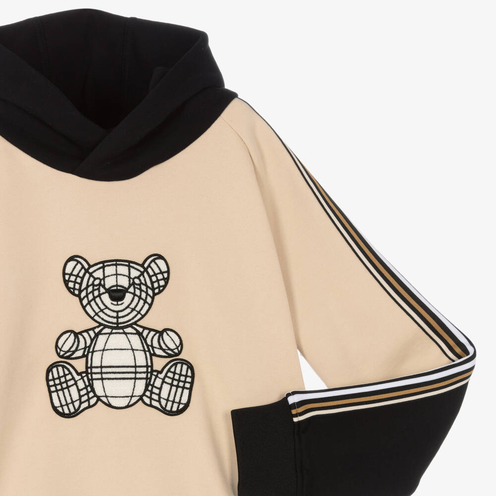 Burberry-Boys Beige Hooded Top with Bear Appliqué | Childrensalon Outlet