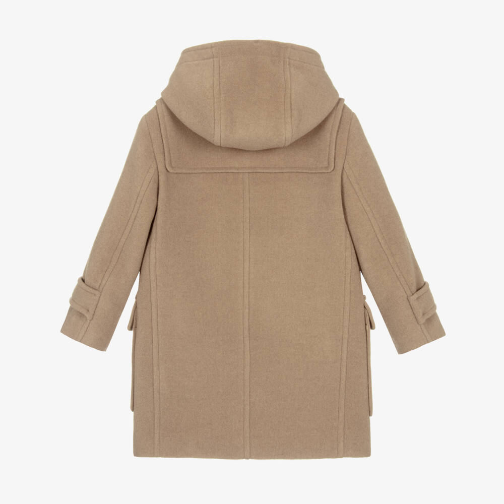 Burberry-Boys Beige Hooded Wool Coat | Childrensalon Outlet