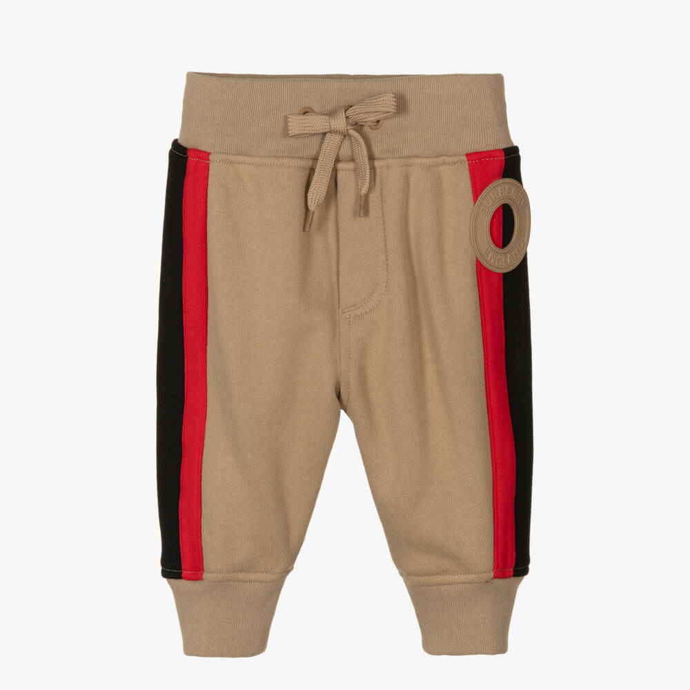 Burberry-Boys Beige Logo Trousers | Childrensalon Outlet