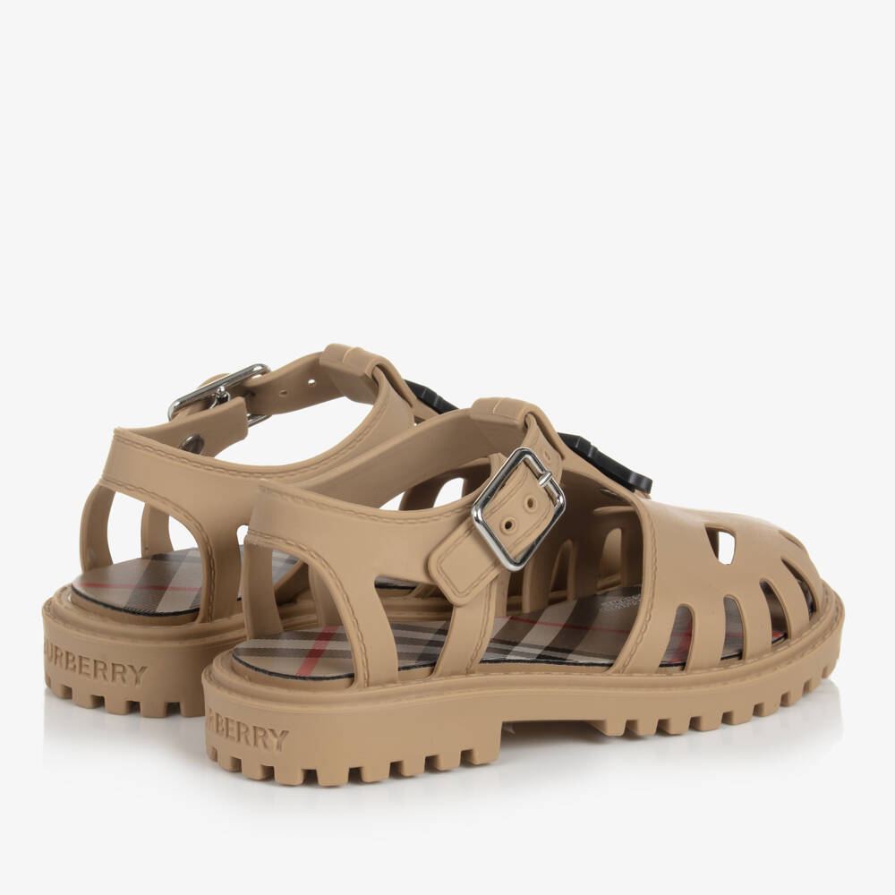 Burberry-Boys Beige Monogram Buckle Sandals | Childrensalon Outlet