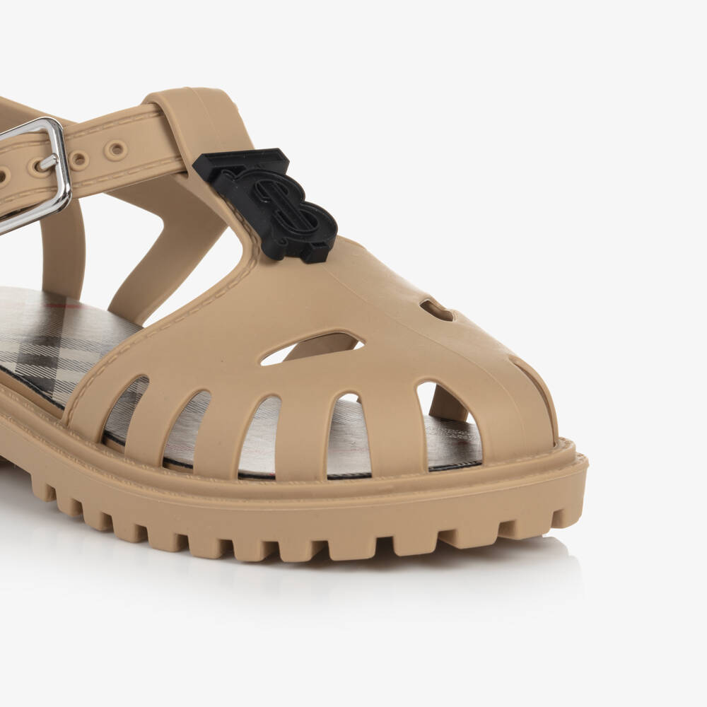 Burberry-Boys Beige Monogram Buckle Sandals | Childrensalon Outlet