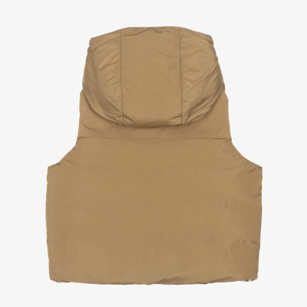 Burberry-Boys Beige Plaid Convertible Gilet | Childrensalon Outlet