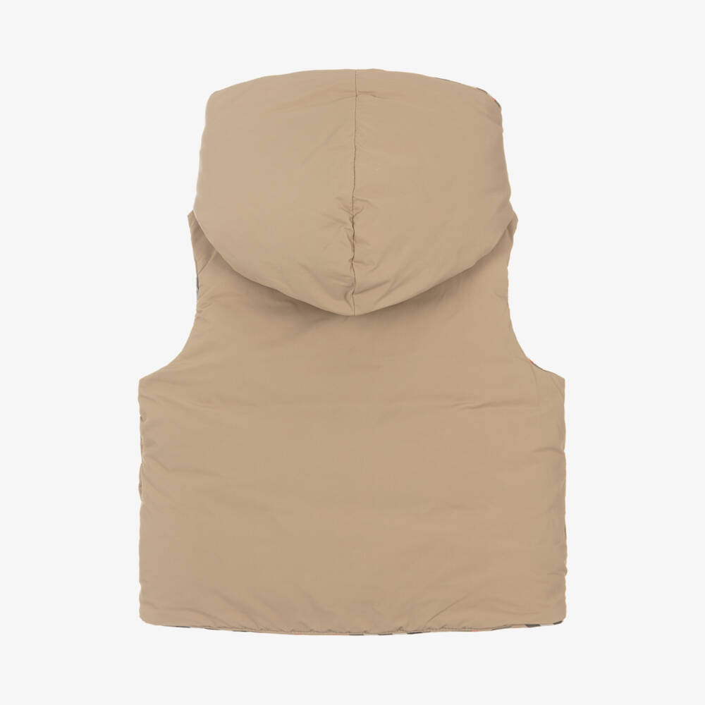 Burberry-Boys Beige Plaid Convertible Gilet | Childrensalon Outlet