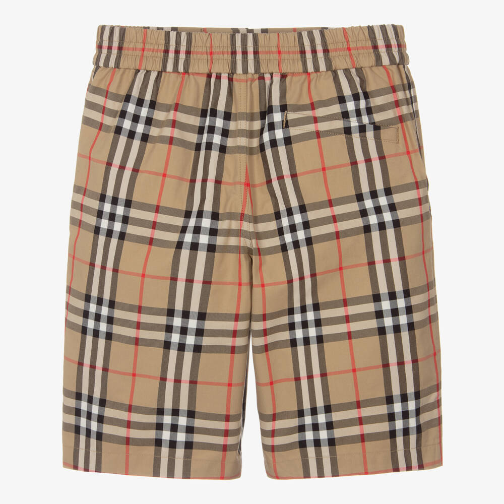 Burberry-Boys' Beige Plaid Cotton Shorts | Childrensalon Outlet
