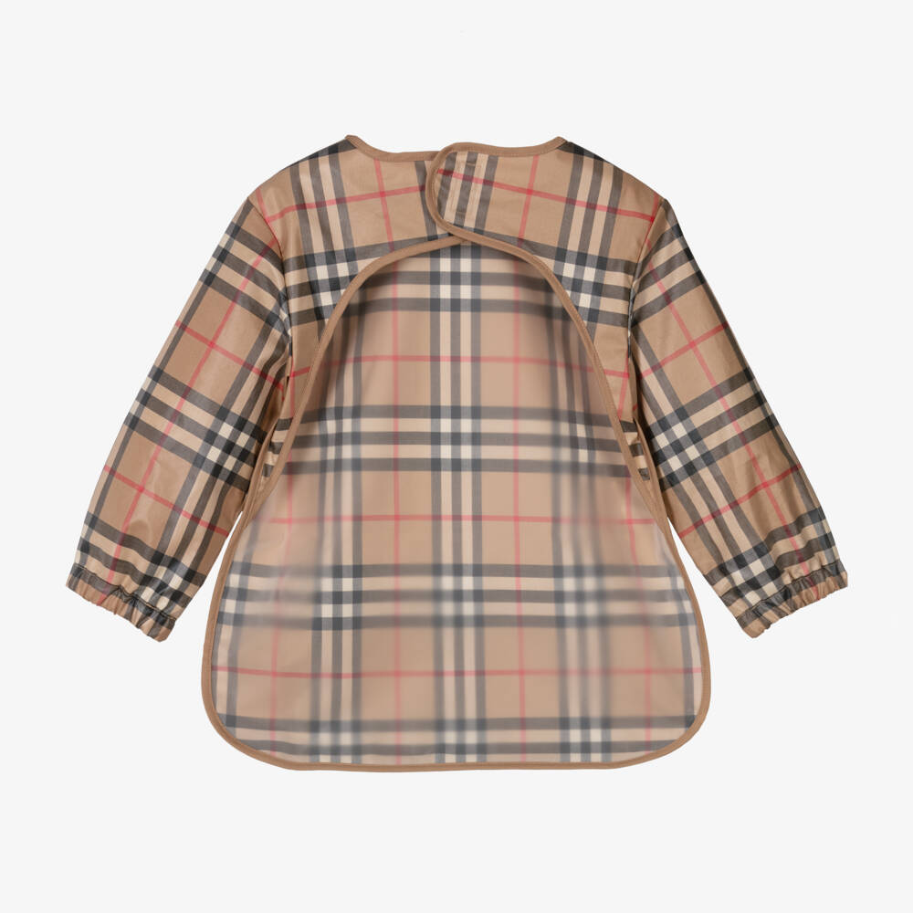Burberry-Boys Beige Plaid Feeding Apron | Childrensalon Outlet