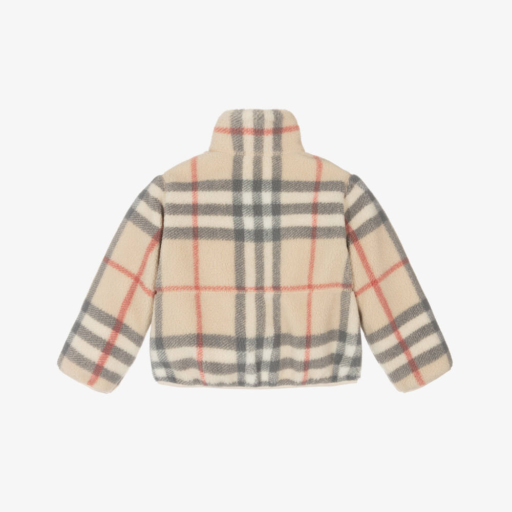 Burberry-Boys Beige Plaid Fleece Coat | Childrensalon Outlet