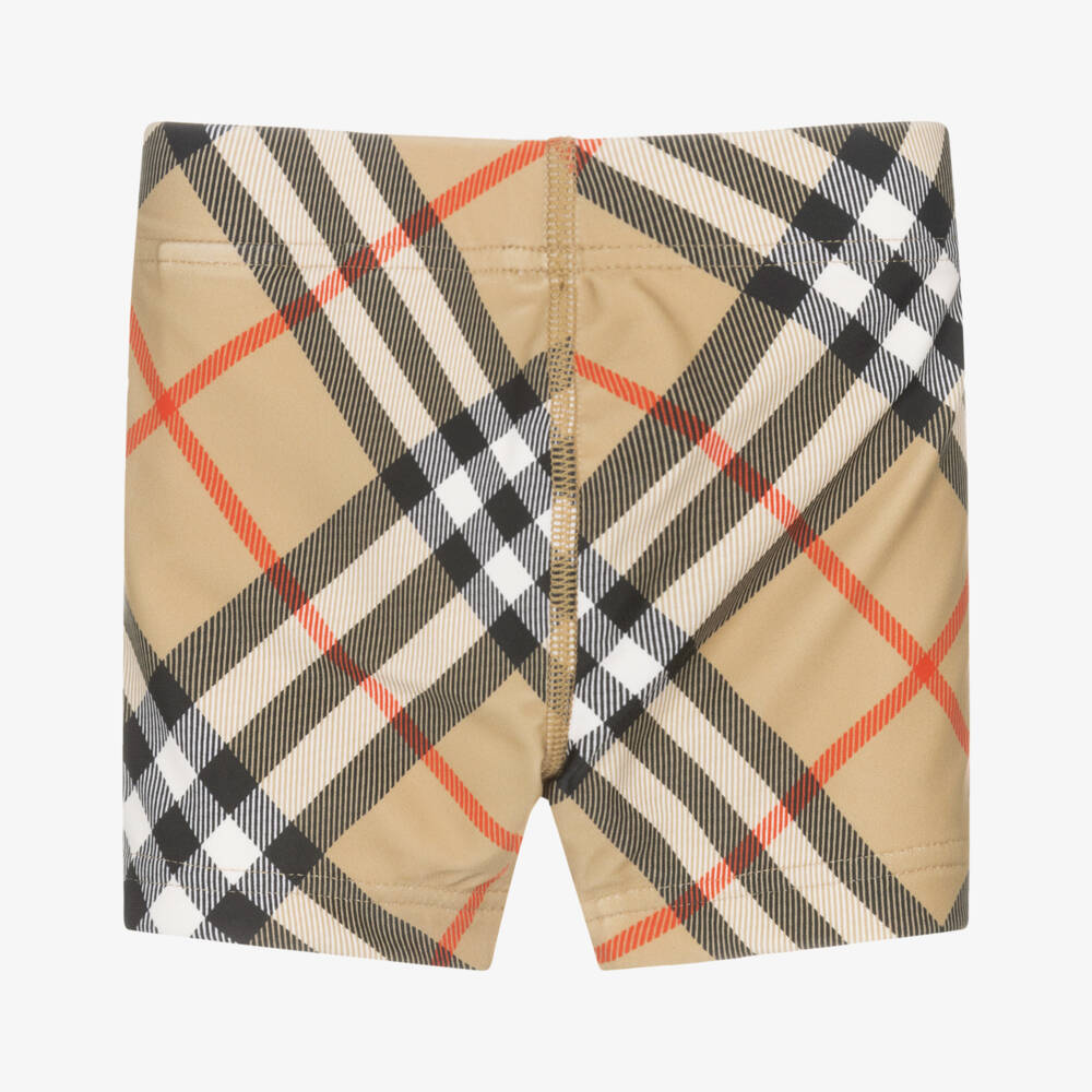 Burberry-شورت سباحة بيج بنقشة مربعات للأولاد | Childrensalon Outlet