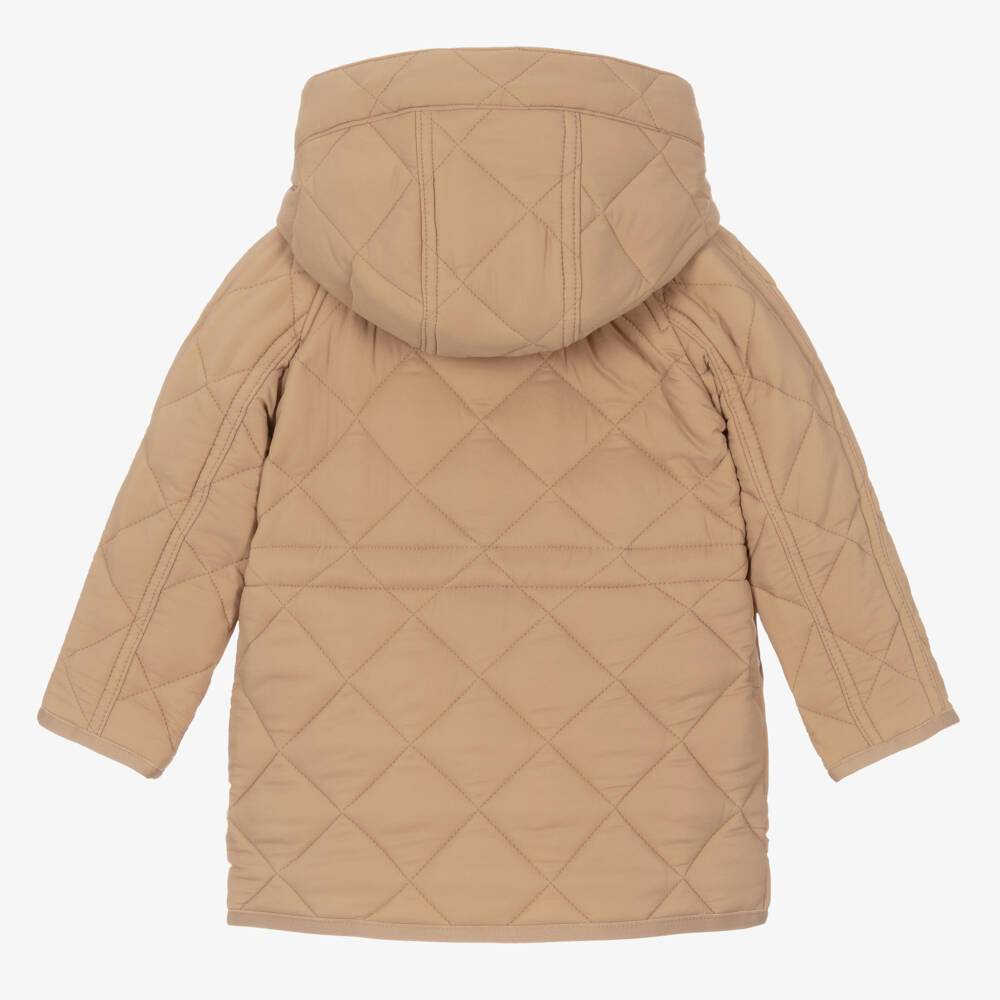 Burberry-Boys Beige Quilted Hooded Jacket | Childrensalon Outlet
