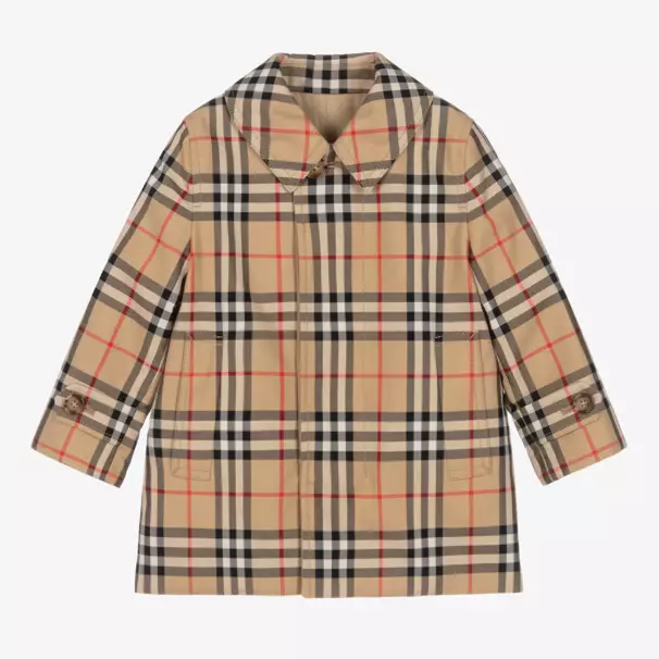 Burberry-معطف سيارة بيج قابل للعكس للأولاد | Childrensalon Outlet