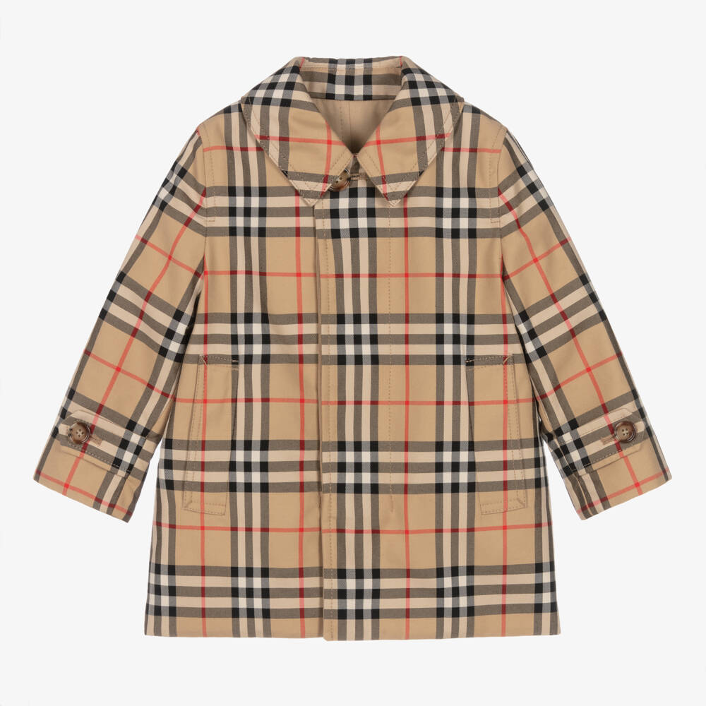 Burberry-Boys Beige Reversible Car Trench | Childrensalon Outlet