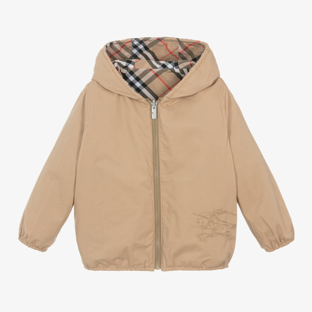 Burberry-Boys Beige Reversible Check Jacket | Childrensalon Outlet