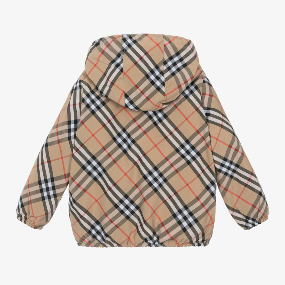 Burberry-Boys Beige Reversible Check Jacket | Childrensalon Outlet