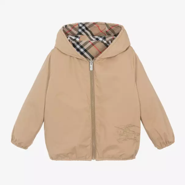 Burberry-Boys Beige Reversible Check Jacket | Childrensalon Outlet