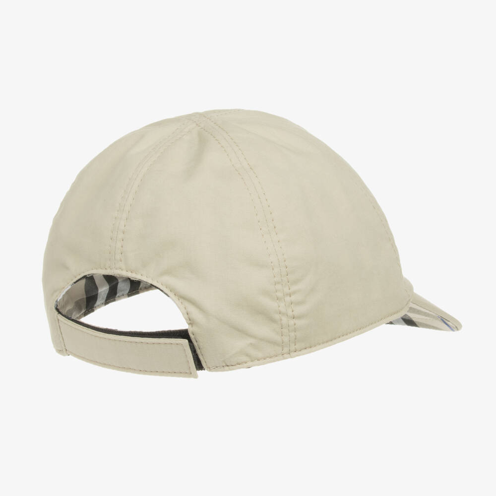 Burberry-Boys Beige Reversible Cotton Cap | Childrensalon Outlet