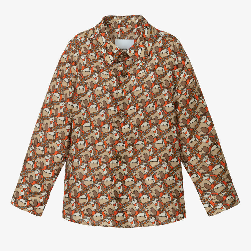 Burberry-Boys Beige Silk-Blend Button-Up | Childrensalon Outlet