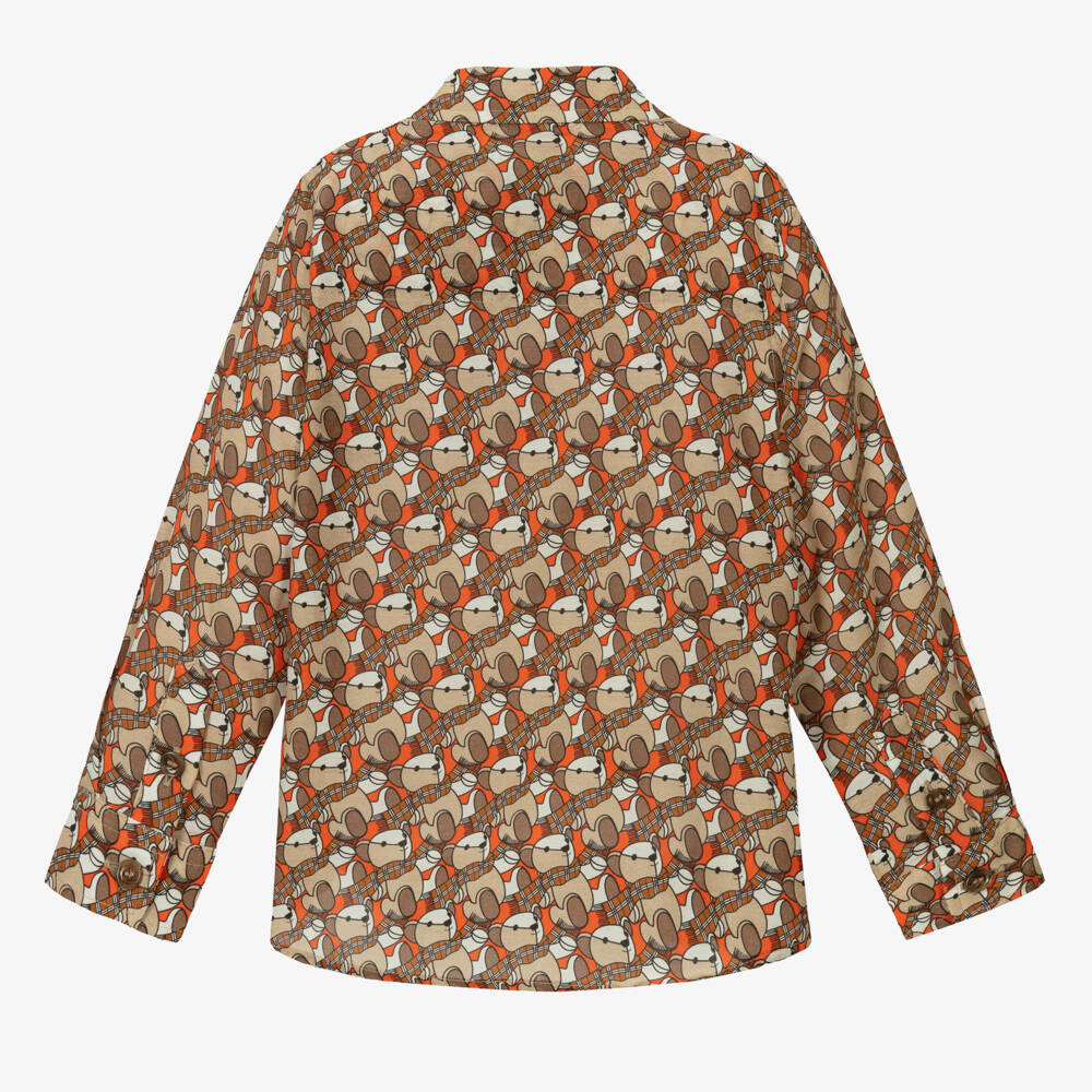 Burberry-Boys Beige Silk-Blend Button-Up | Childrensalon Outlet