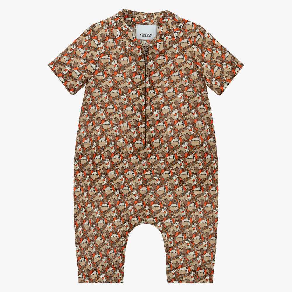 Burberry-Шорты из шелковой смеси бежевые для мальчиков | Childrensalon Outlet