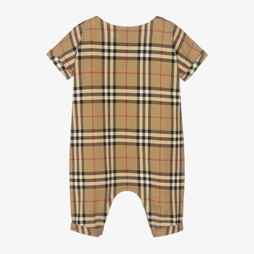 Burberry-Boys Beige Vintage Check Romper | Childrensalon Outlet