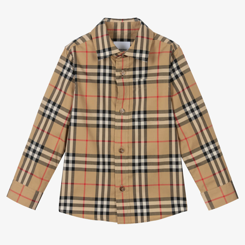 Burberry-Boys Beige Vintage Check Shirt | Childrensalon Outlet