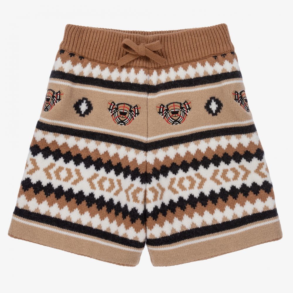 Burberry - Boys Beige Wool Knit Shorts | Childrensalon