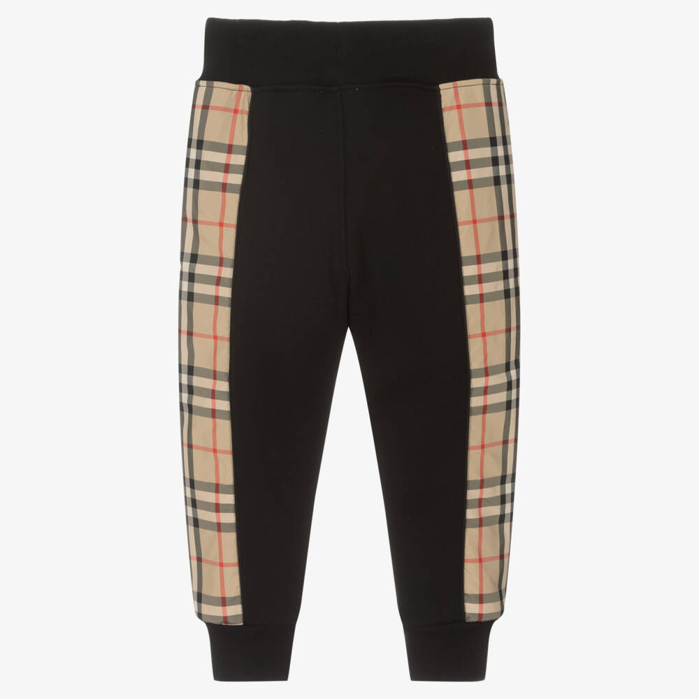 Burberry-Черные хлопковые джоггеры в клетку | Childrensalon Outlet