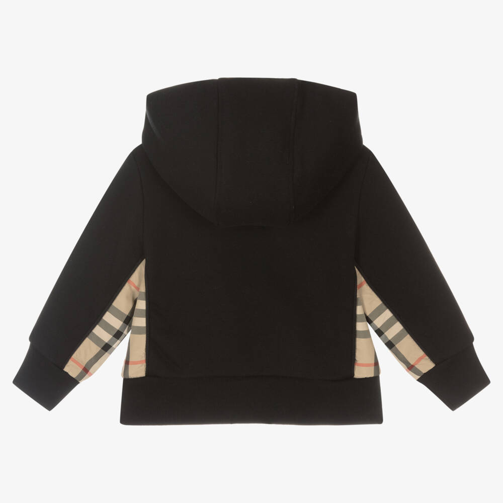 Burberry-Boys Black Check Hooded Jacket | Childrensalon Outlet
