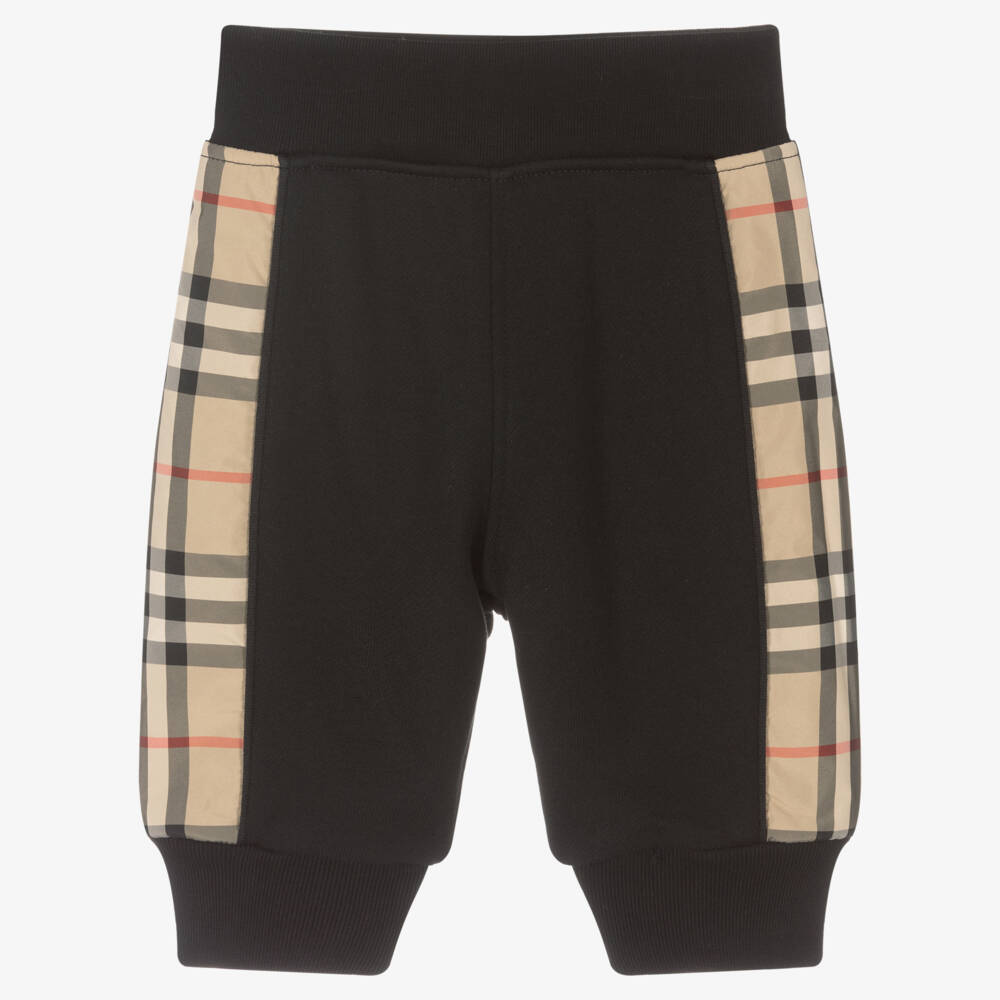 Burberry-Черные клетчатые хлопковые джоггеры для мальчиков | Childrensalon Outlet