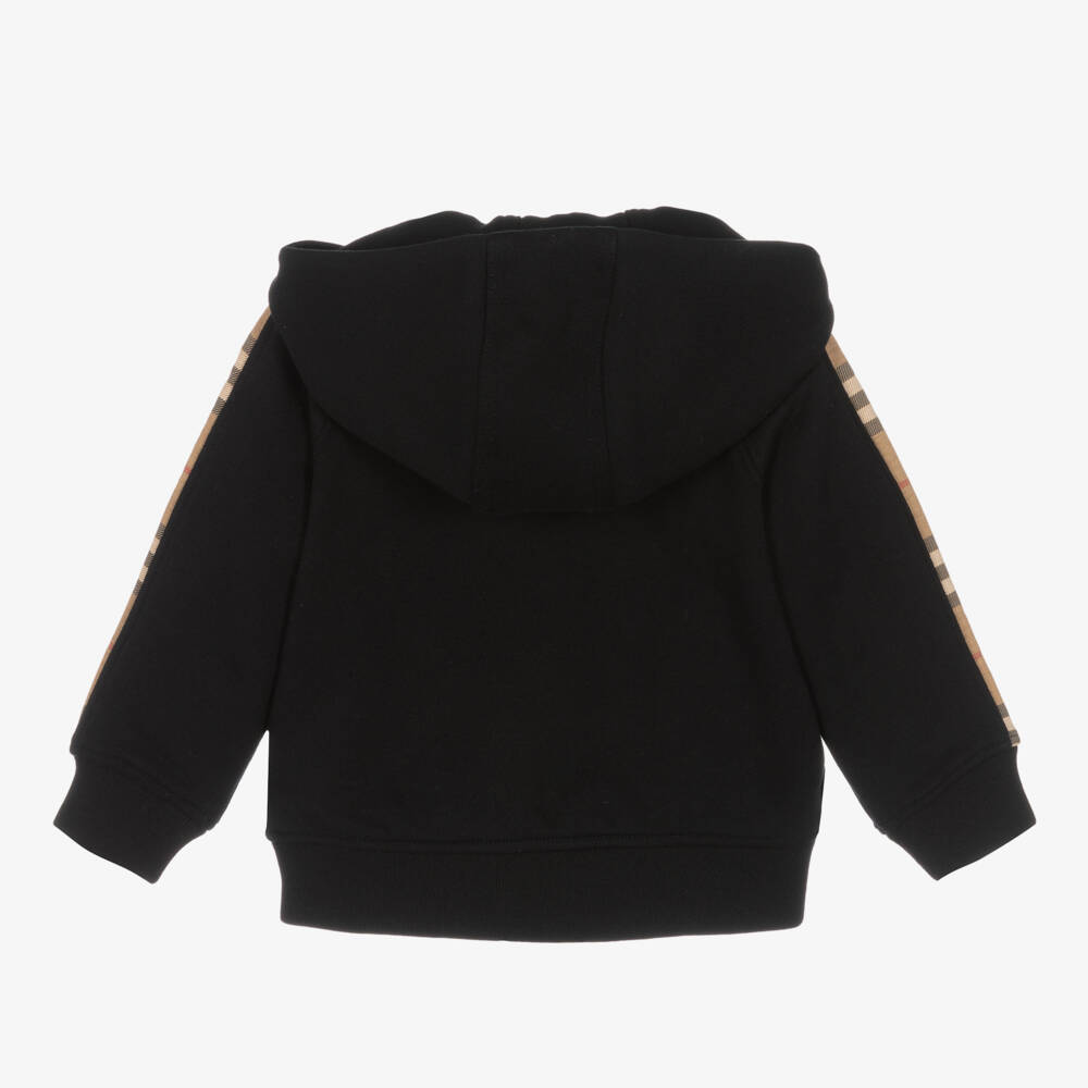 Burberry-Boys Black Cotton Hoodie with Zip | Childrensalon Outlet
