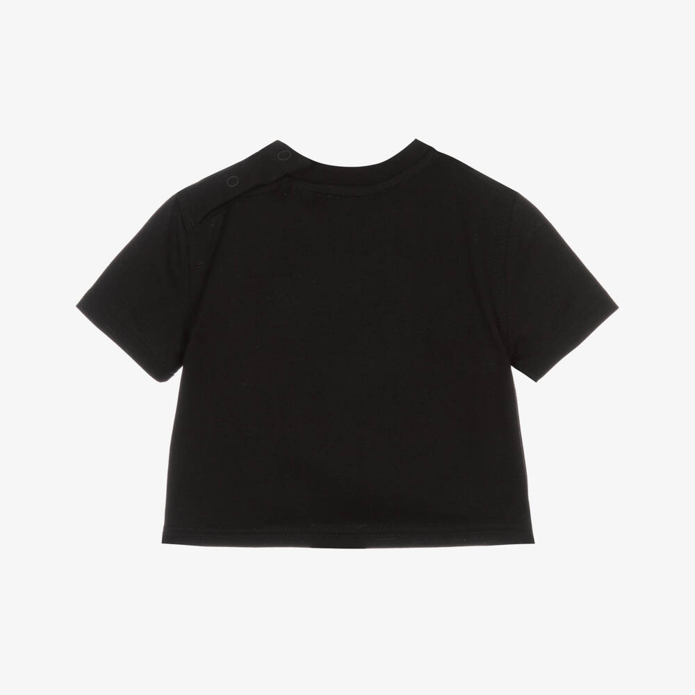 Burberry-تيشيرت أطفال ولادي قطن جيرسي لون أسود | Childrensalon Outlet