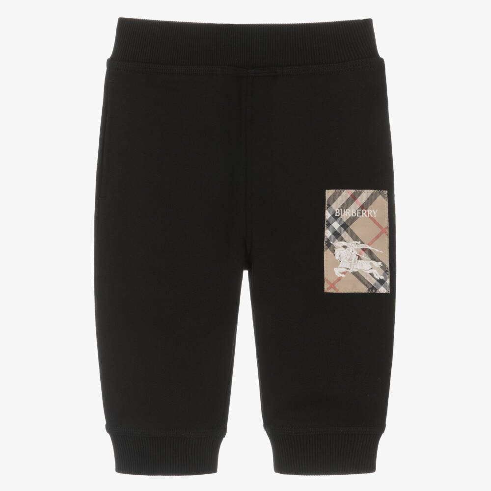 Burberry-Boys Black Cotton Jersey Trousers | Childrensalon Outlet