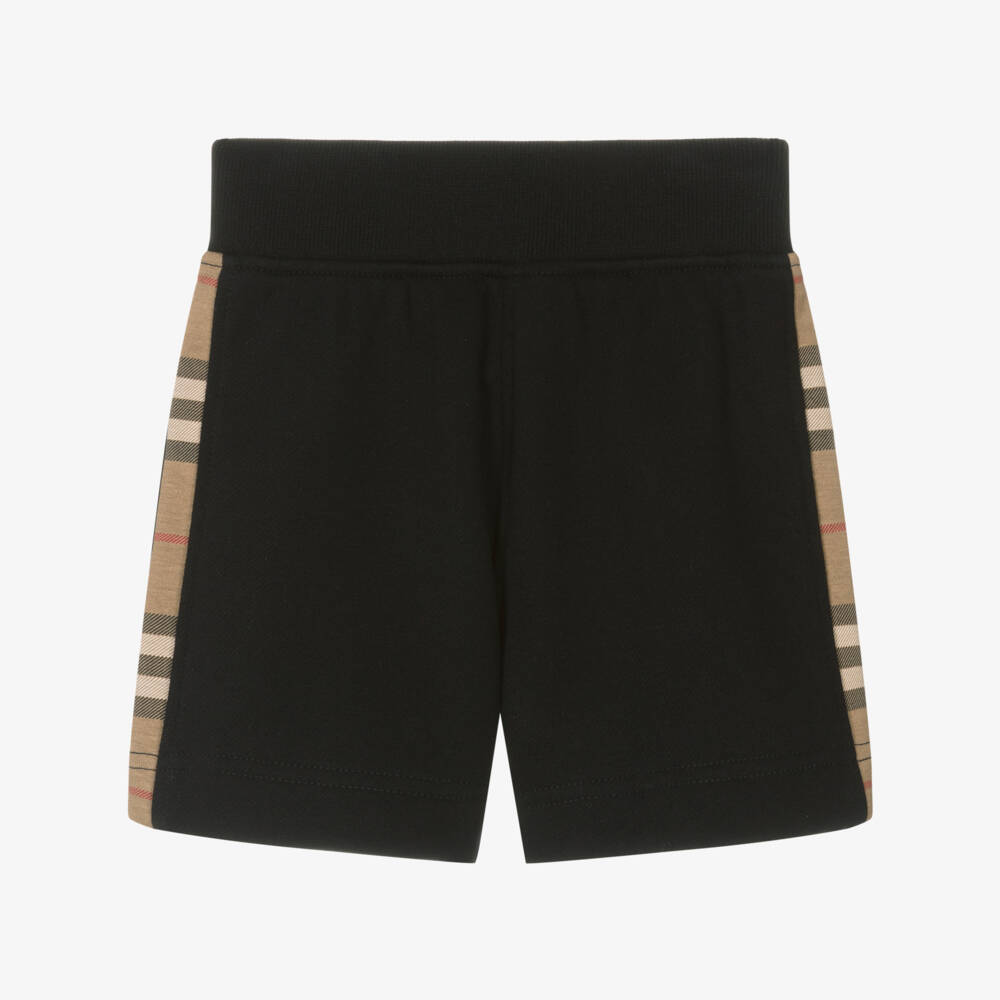 Burberry-Шорты из черного хлопкового трикотажа для мальчиков | Childrensalon Outlet
