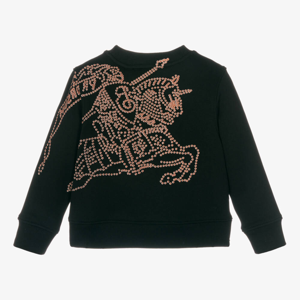 Burberry-Boys Black Cotton Logo Jumper | Childrensalon Outlet