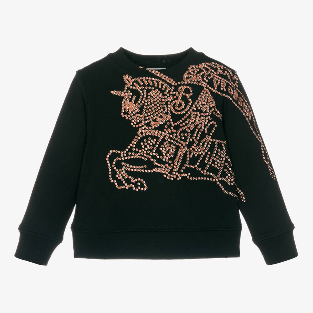Burberry-Boys Black Cotton Logo Jumper | Childrensalon Outlet