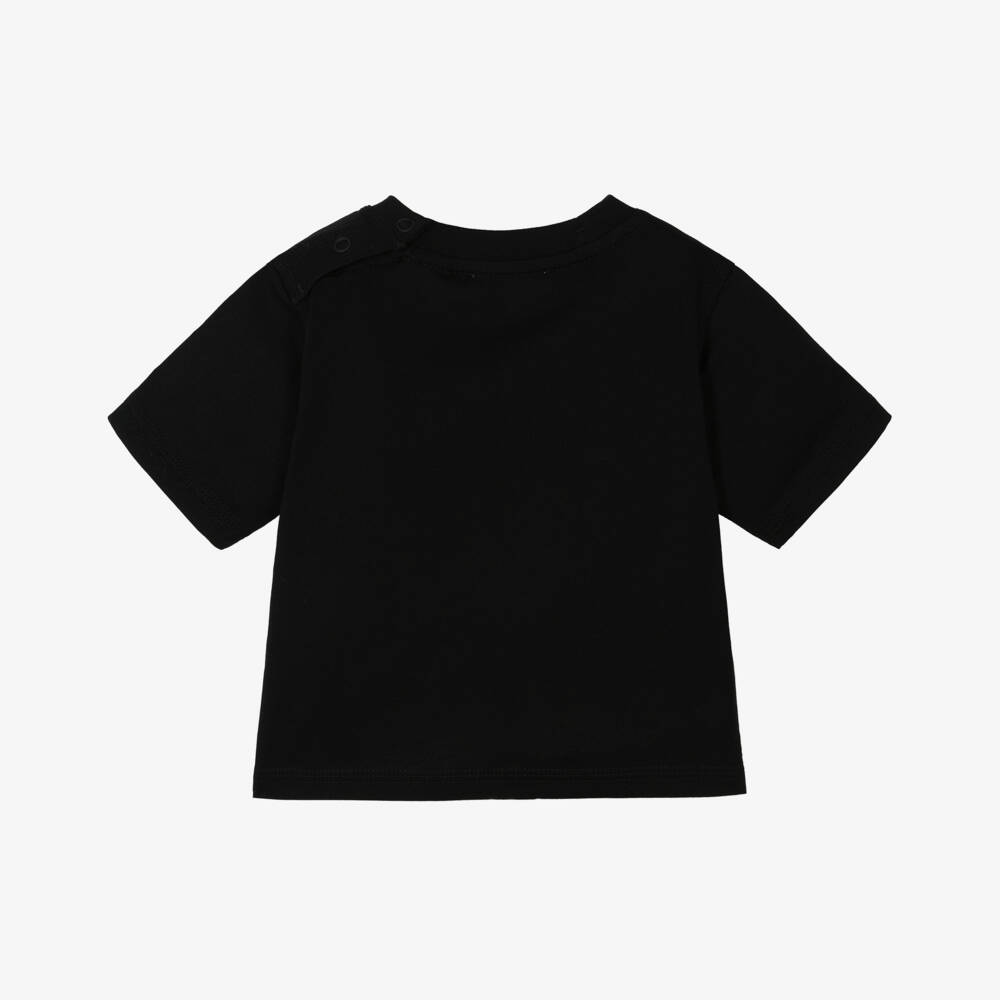 Burberry-Boys Black Cotton Logo Tee | Childrensalon Outlet