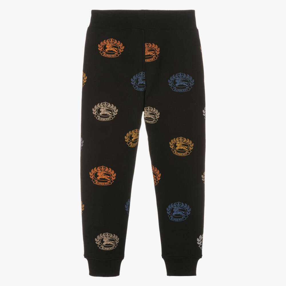 Burberry-Boys Black Cotton Signature Joggers | Childrensalon Outlet