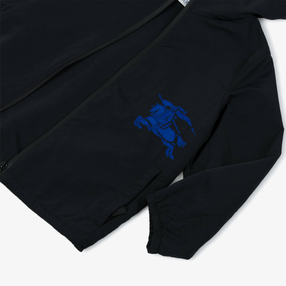 Burberry-Boys Black EKD Zip-Up Hooded Jacket | Childrensalon Outlet