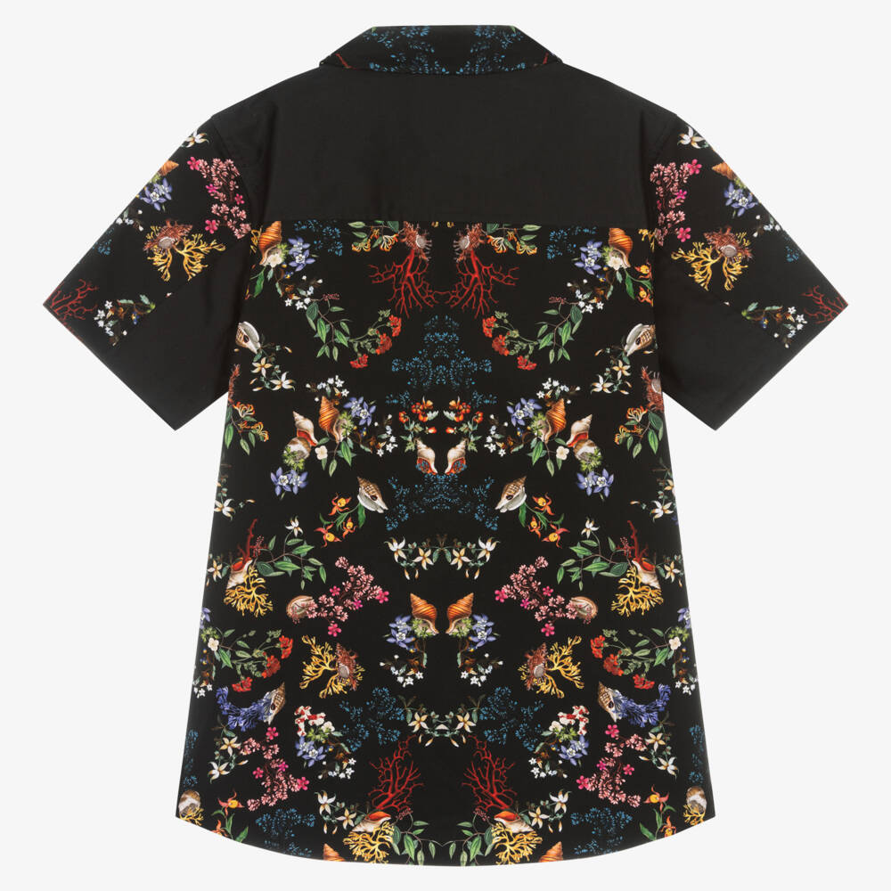 Burberry-Boys Black Floral Cotton Top | Childrensalon Outlet