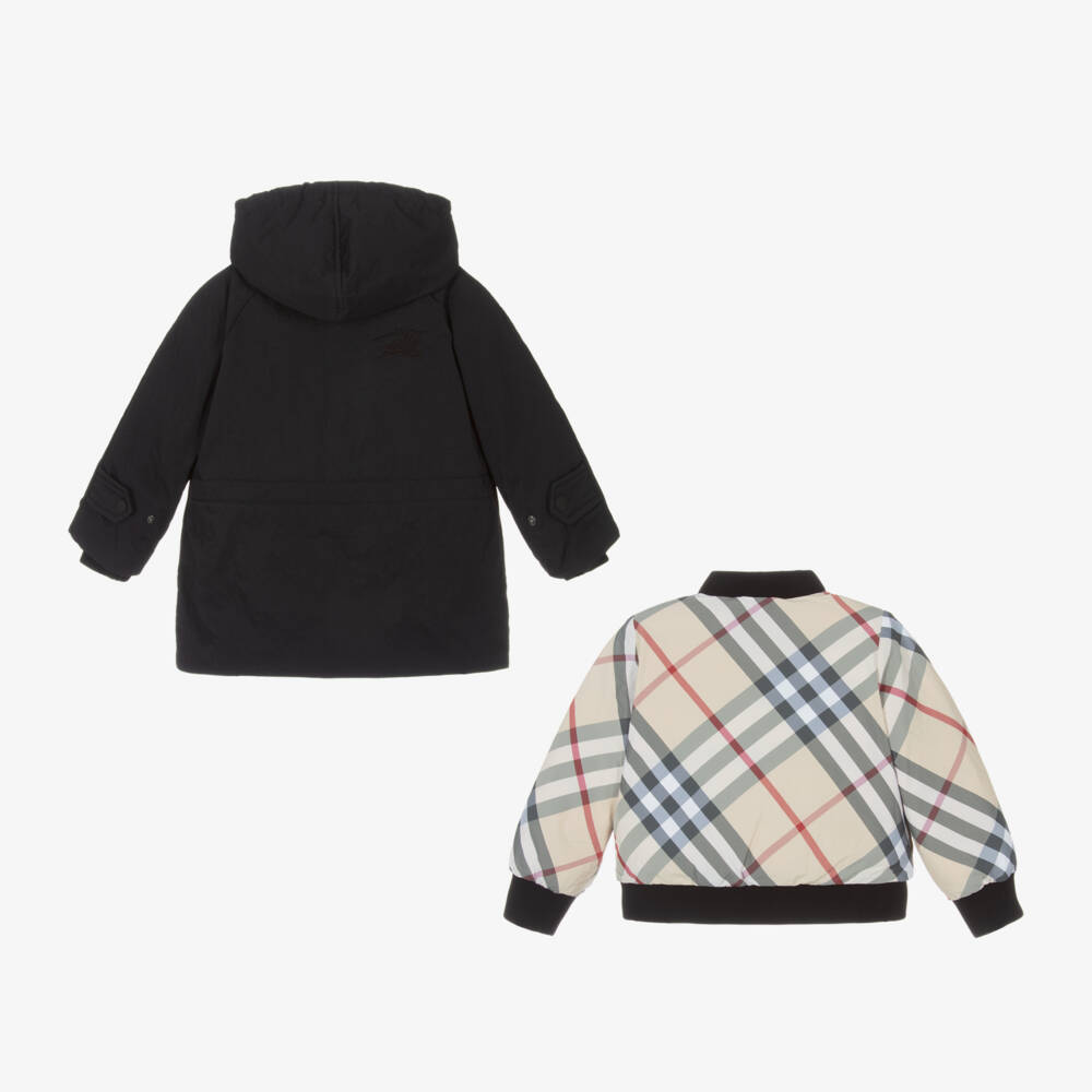 Burberry-Boys Black Hooded Twill Jacket | Childrensalon Outlet