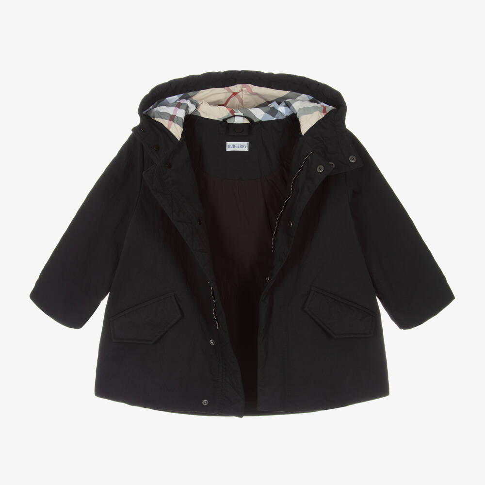 Burberry-Boys Black Hooded Twill Jacket | Childrensalon Outlet
