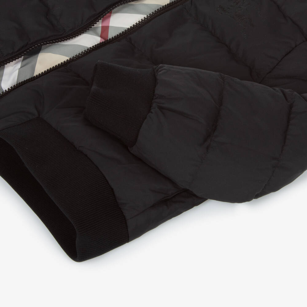 Burberry-Boys Black Hooded Twill Jacket | Childrensalon Outlet