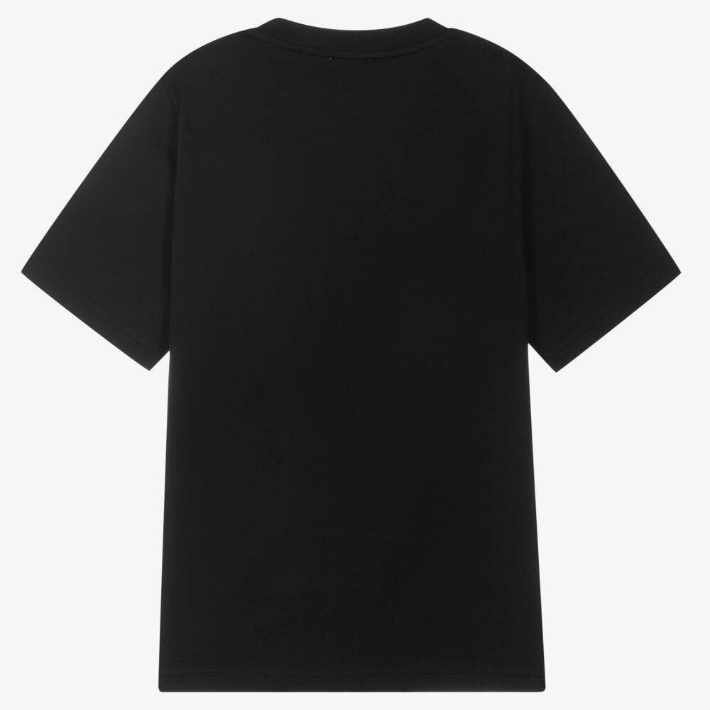 Burberry-Boys Black Rubber Logo Tee | Childrensalon Outlet