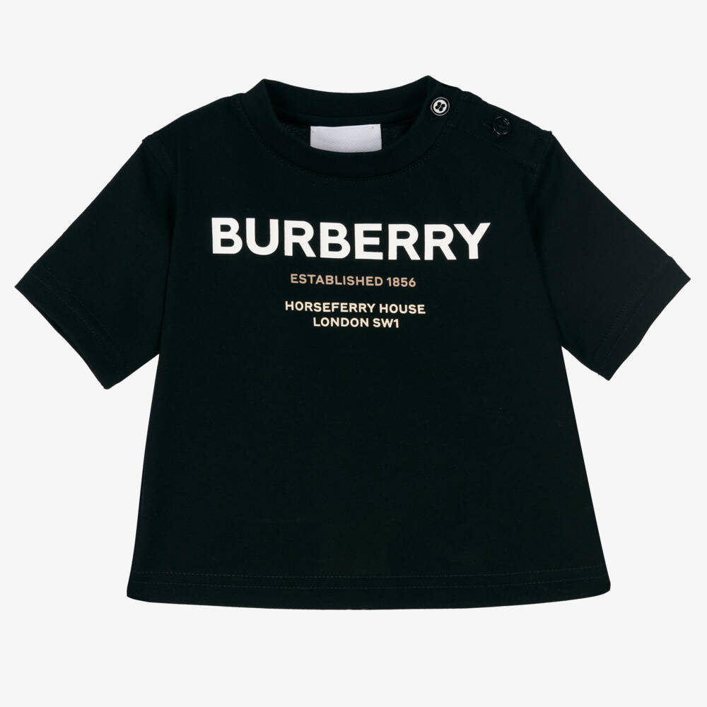 Burberry-Boys Black Soft Cotton Tee | Childrensalon Outlet