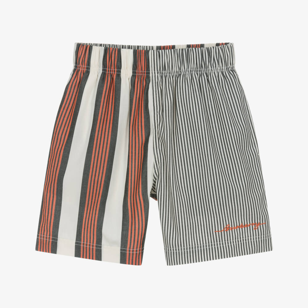 Burberry-Boys Black & Tangerine Cotton Stripes | Childrensalon Outlet